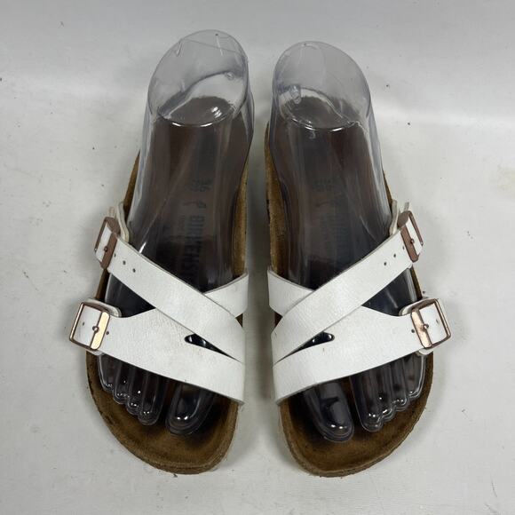 BIRKENSTOCK Sandals Womens 36 L5 Yao Balance Birko Flor Buckle Strap White - Picture 9 of 13